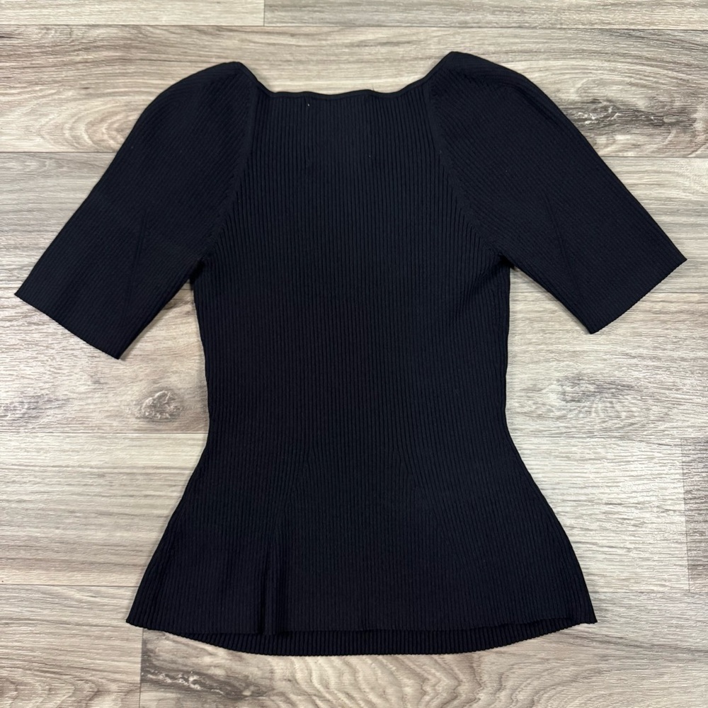 Massimo Dutti Studio Black Sweatheart Neckline Knit Bustier Blouse Size Medium - Picture 6 of 8